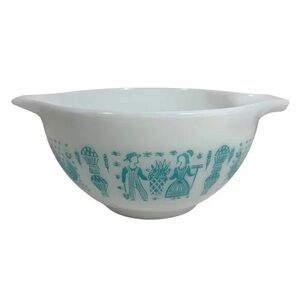 Pyrex White and Teal Mixing Bowl